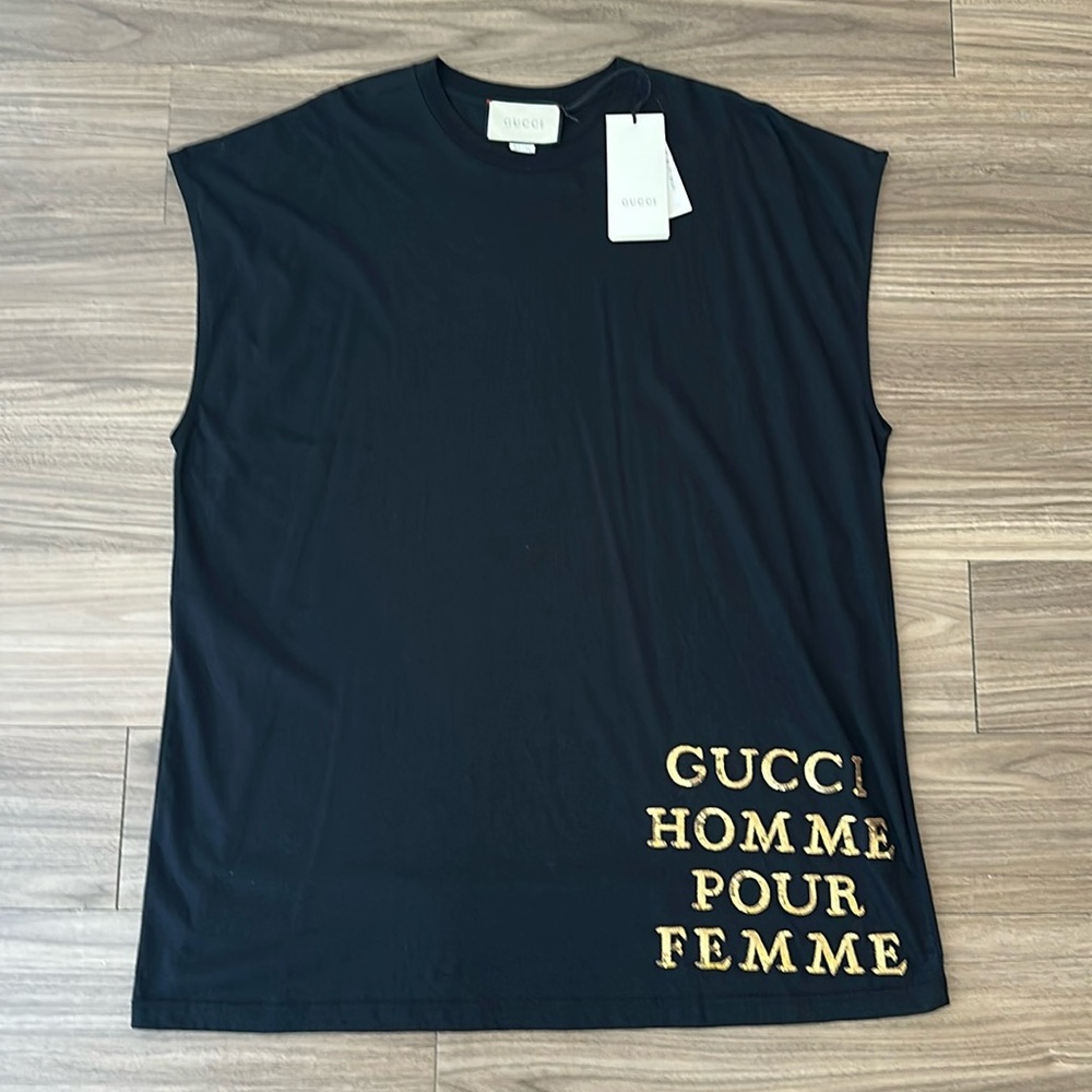 Gucci Sleeveless T-shirt with Sequin Design Black